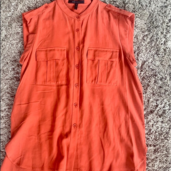 BCBGMaxAzria Tops - BCBG 100% Silk Burnt Orange Sleeveless Top